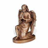 Gartentraum.de Robuster Bronzeengel als Außendekoration - Cherubim / Bronze Patina grün