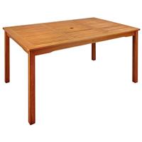Gartentraum.de Eckiger Holztisch für Balkon und Garten mit Schirmloch - 135 cm - Corymbia Tisch