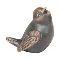 Gartentraum.de Robuste Bronzeskulptur - kleiner Singvogel - Vogel Earl / Bronze braun