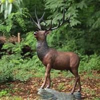 Gartentraum.de Große Hirsch Bronzefigur für den Garten - Hubertus