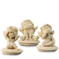 Gartentraum.de Kleine Schutzengel Figuren aus Steinguss - Trio Angelo / Portland Weiß