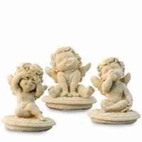 Gartentraum.de Kleine Schutzengel Figuren aus Steinguss - Trio Angelo / Antikgrau