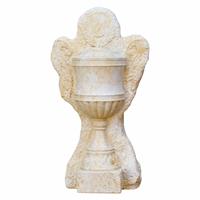 Gartentraum.de Plastisches Wandrelief Pokal mit Verzierungen aus Steinguss - Kapu / Antikgrau / 42x16x8cm (HxBxT)