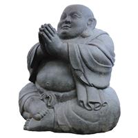 Gartentraum.de Lachende Buddha Figur aus Steinguss in Begrüßungs Haltung - Mimmo