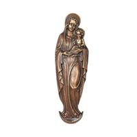 Gartentraum.de Besondere Metall Wandskulptur - Maria mit Kind - Madonna Santo / Bronze Patina Wachsguss