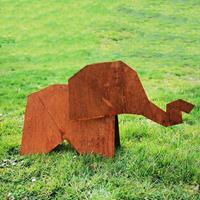 Gartentraum.de Origami Elefanten Figur aus rostigen Metall für draußen - Elefant Ino / 35x63cm (HxB)