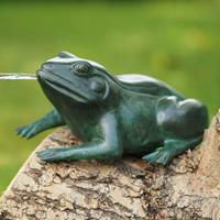 Gartentraum.de Bronze Froschskukptur als Wasserspeier - grün - Frosch Louis