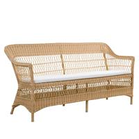 Gartentraum.de Geflochtenes Garten Loungesofa für drei Personen aus Aluminium und wetterfestem Rattan - 3-Sitzer Hedda / mit Sitzkissen