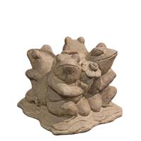 Gartentraum.de Kunstvoller Schirmständer aus Steinguss mit vier Froschfiguren - Ketut