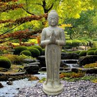 Gartentraum.de Edle Stehende Buddhafigur aus Steinguss / 80 cm