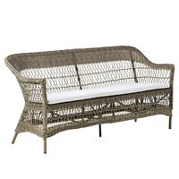 Gartentraum.de Wetterbeständiges Lounge Sofa für drei Personen in antikgrau - 3-Sitzer Hedda / Tempotest Taupe