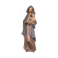 Gartentraum.de Outdoor Bronzestatue Maria mit Kind - Madonna Beda / Bronze, Umhang Dunkelbraun