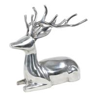 Gartentraum.de Liegender Hirsch aus Aluminium - silberfarben - Blixem / 30x30x18cm (HxBxT)