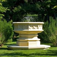 Gartentraum.de Runder Garten Springbrunnen aus Stein - Carnap Park / ohne Basis / Portland Weiß