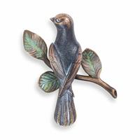 Gartentraum.de Schöne Wand Vogel Dekofigur - vollplastisch - Vogel auf Ast links / Bronze Sonderpatina