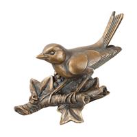 Gartentraum.de Fink Wand Vogelfigur aus Bronze - auf Ast sitzend - Fink