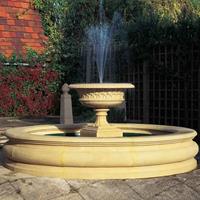Gartentraum.de Garten Brunnen Sandstein mit Fontäne - Fontana Romanico / Portland weiß / 310cm (Außendurchmesser)