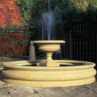 Gartentraum.de Garten Brunnen Sandstein mit Fontäne - Fontana Romanico / Terrakotta / 310cm (Außendurchmesser)