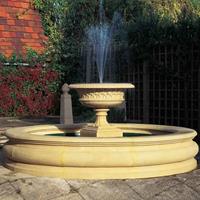 Gartentraum.de Garten Brunnen Sandstein mit Fontäne - Fontana Romanico / Sand / 310cm (Außendurchmesser)