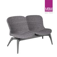 Gartentraum.de Einzigartige geflochtene Gartenbank mit zwei Sitzen von MBM - Love Seat Orlando / Oyster Stone Grey