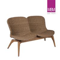 Gartentraum.de Einzigartige geflochtene Gartenbank mit zwei Sitzen von MBM - Love Seat Orlando / Natur