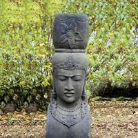 Gartentraum.de Asiatische Gartenfigur Kopf einer Frau aus Stein / 150 cm