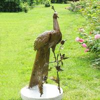 Gartentraum.de Rost Kunst für den Garten - Vogelskulptur Pfau - Paon / Stahl - Rost