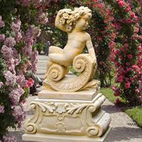 Gartentraum.de Große Barock Gartenskulptur Putte - Zechiel / Sand / Mit Sockel