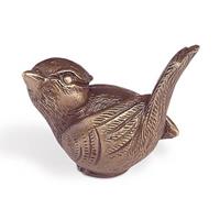 Gartentraum.de Singvogel Bronzefigur - kleine Gartendeko - Vogel Rick / Bronze Patina grün