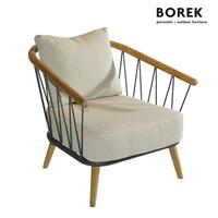 Gartentraum.de Borek Loungesessel mit Stahlrahmen und Armlehnen aus Teakholz - Coimbra Loungechair / mit Schutzhülle