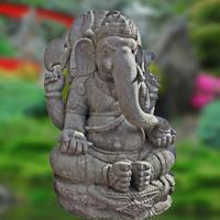 Gartentraum.de Ganesha Garten Skulptur als Steinmetzarbeit - Guandi / 210x160x100cm (HxBxT)