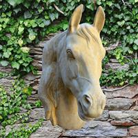 Gartentraum.de Kunstvoller Pferdkopf aus Stein - Pegasus / Antikgrau