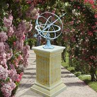 Gartentraum.de Garten Deko Armillarsphäre aus Bronze mit Sockel - Kolumbus