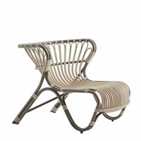 Gartentraum.de Ausgefallener dunkelbrauner Lounge Sessel aus Alu-Rattan - Loungesessel Minja / Michelangelo Taupe