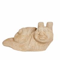 Gartentraum.de Einzigartige Schnecke mit Gesicht Gartenfigur aus Steinguss - Jabba / Sand