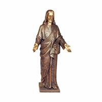 Gartentraum.de Segnende Jesusfigur - Bronzeskulptur mit Plinthe - Christus Divino / Bronze braun