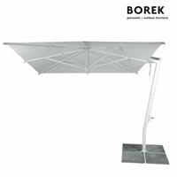 Gartentraum.de Borek Design Ampelschirm mit Alu Rahmen - Kurbelsystem - weiß - quadratisch - Ischia Sonnenschirm white / quadratisch