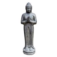 Gartentraum.de Stehender Buddha aus Steinguss mit Begrüßungsgeste - Initus