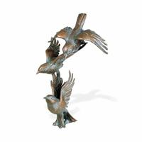 Gartentraum.de Vogel Gartenskulptur aus Bronze patiniert - Vogelgruppe Rifo / Patina Wachsguss