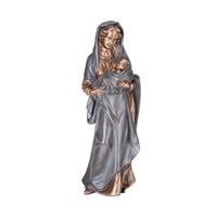 Gartentraum.de Madonna Gartenskulptur mit Kind aus Bronze - Madonna Felicita / 31x12x9cm (HxBxT) / Bronze, Umhang Asche