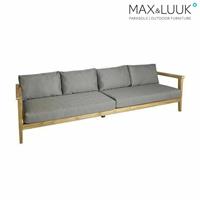 Gartentraum.de XXL Loungesofa aus Teakholz für bis zu 6 Personen - Duke Loungesofa / Auflagen Grau