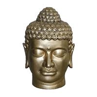 Gartentraum.de Buddha Kopf - Deko aus Polystone - Gold - Indoor - Abud / 38x27 (HxDm)