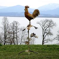 Gartentraum.de Gartenfigur Hahn auf Ast aus rostigem Stahl - Gallus