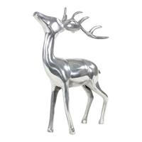 Gartentraum.de Moderne Hirsch Dekofigur aus Aluminium - silberfarben - Cupid / 41x28x13cm (HxBxT)