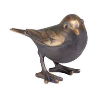 Gartentraum.de Kleiner Singvogel aus Bronze als Gartenfigur - Vogel Hugo / Bronze Patina grün