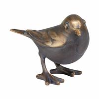 Gartentraum.de Kleiner Singvogel aus Bronze als Gartenfigur - Vogel Hugo / Bronze Patina Wachsguss