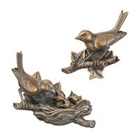 Gartentraum.de Set aus 2 Bronze Finkenfiguren für die Wand - Finken