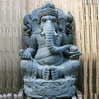 Gartentraum.de Kunstvolle Ganesha Skulptur aus Stein Unikat - Ganapati / 100 cm