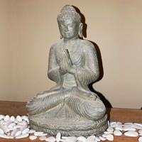 Gartentraum.de Betende Buddha Figur aus Antik Steinguss - Bindra  / 45 cm