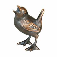 Gartentraum.de Kleine Vogelfigur - Singvogel aus Bronze - Vogel Pipin / Bronze Patina grün